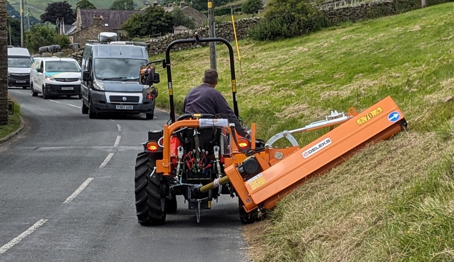 Goldoni E60 RS with Deleks Volpe Offset Verge Flail Mower from CTM