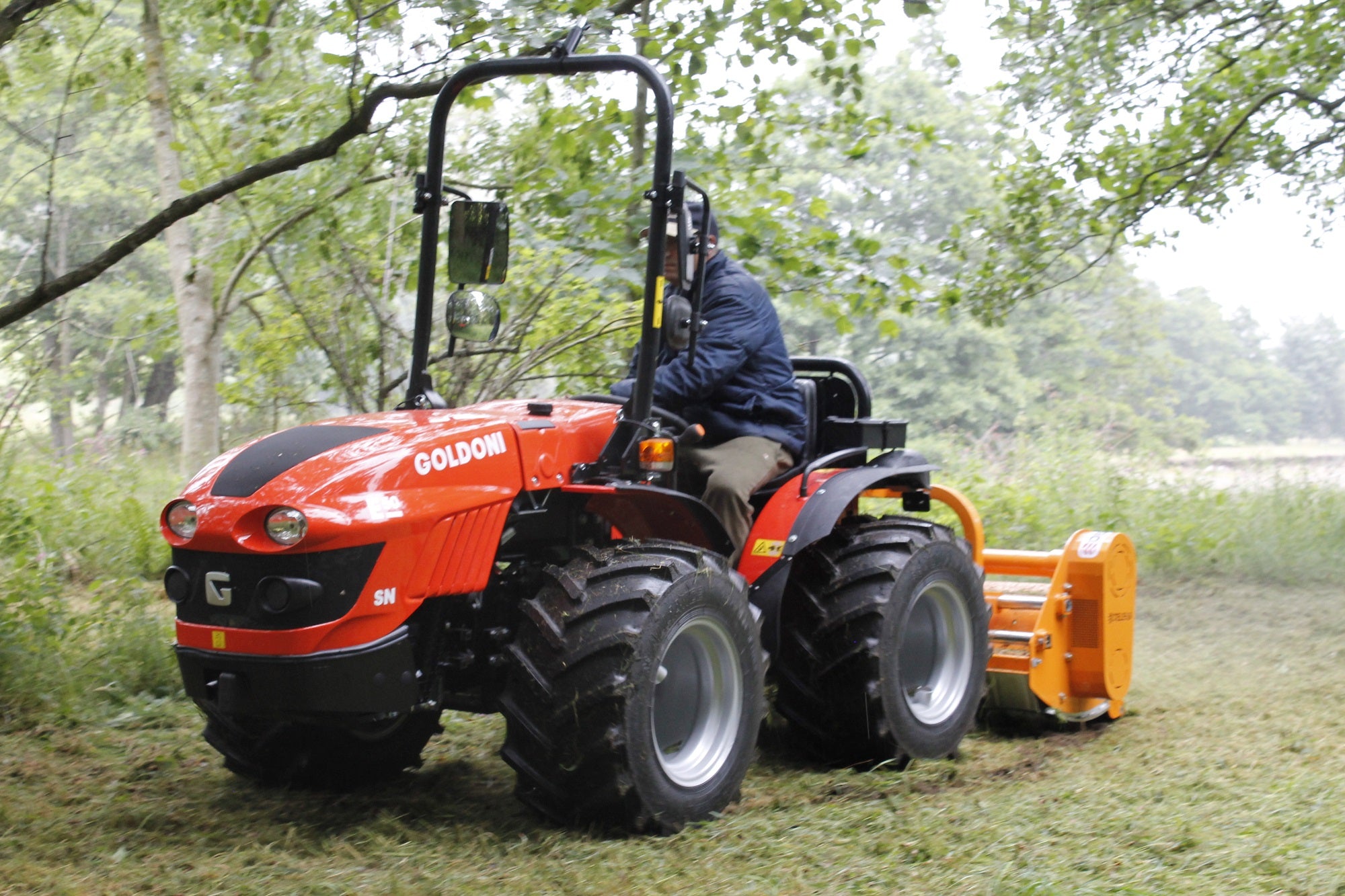 Goldoni Tractors from CTM with Deleks Leopard Flail Mower.  All-terrain Alpine tractor for go-anywhere capability all year round
